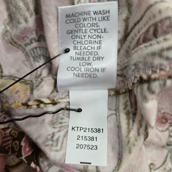 J. Jill Women L Luxe Supima A Line Floral 3/4 Sleeve Tunic Top Paisley Cottage - Picture 7 of 10